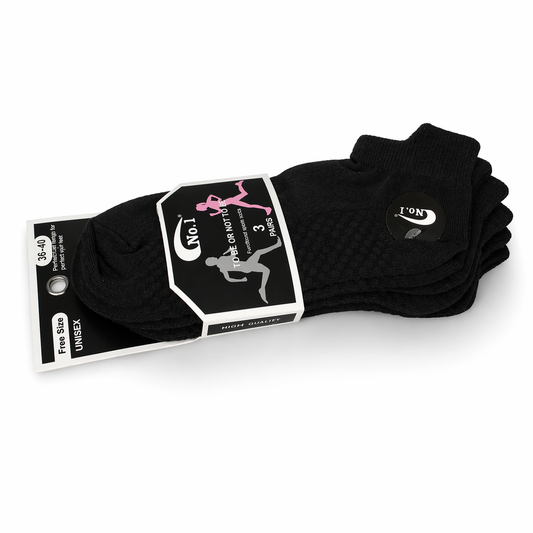 جوارب رياضي نسائي أسود 3 قطع | Women’s Black Sports Socks Set (3 Pairs)