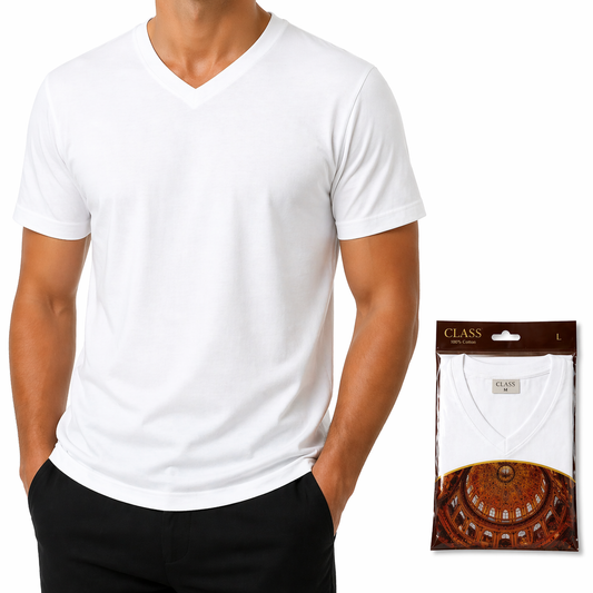 تيشيرت رجالي قطني قبة V كلاسيك – CLASS Cotton V-Neck T-Shirt