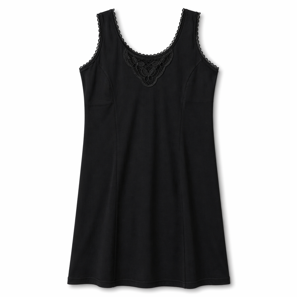 فانيلا نسائي متوسط الطول (شلحة) أسود | Women’s Mid-Length Cotton Slip - Black