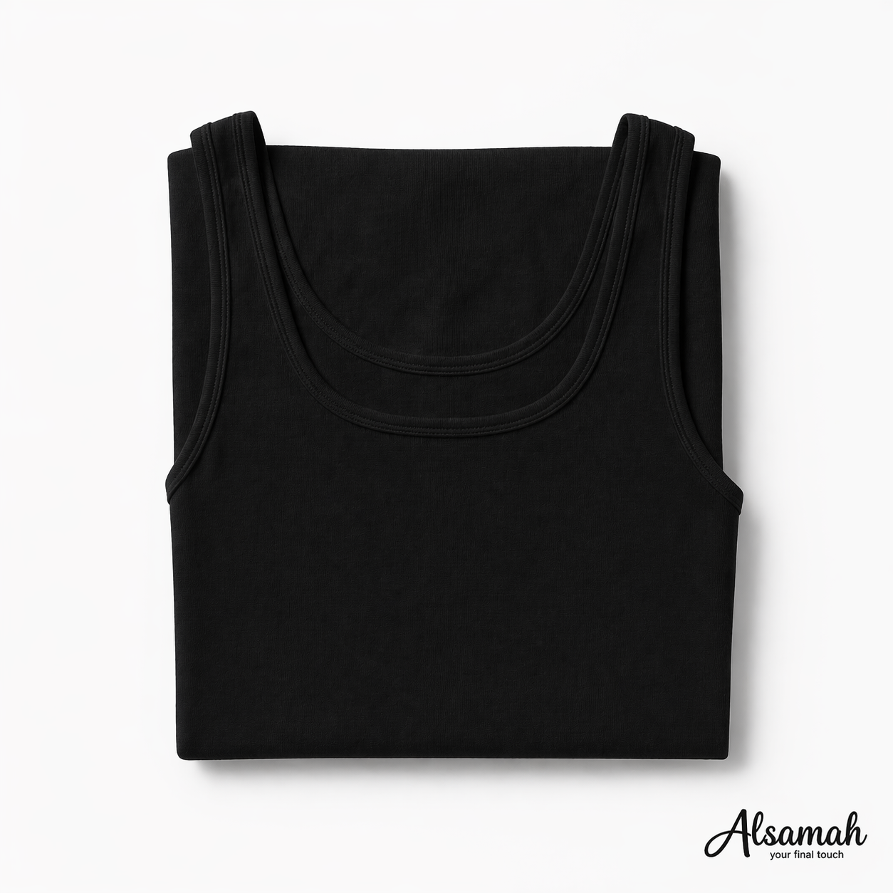 شيال عريض قطني نسائي أسود | Black Cotton Wide Strap Camisole