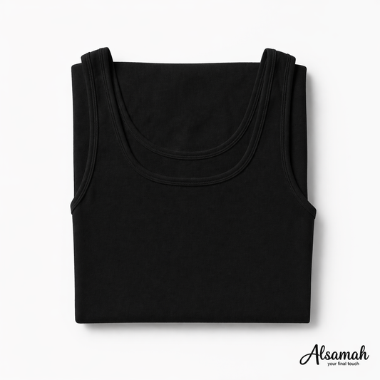 شيال عريض قطني نسائي أسود | Black Cotton Wide Strap Camisole