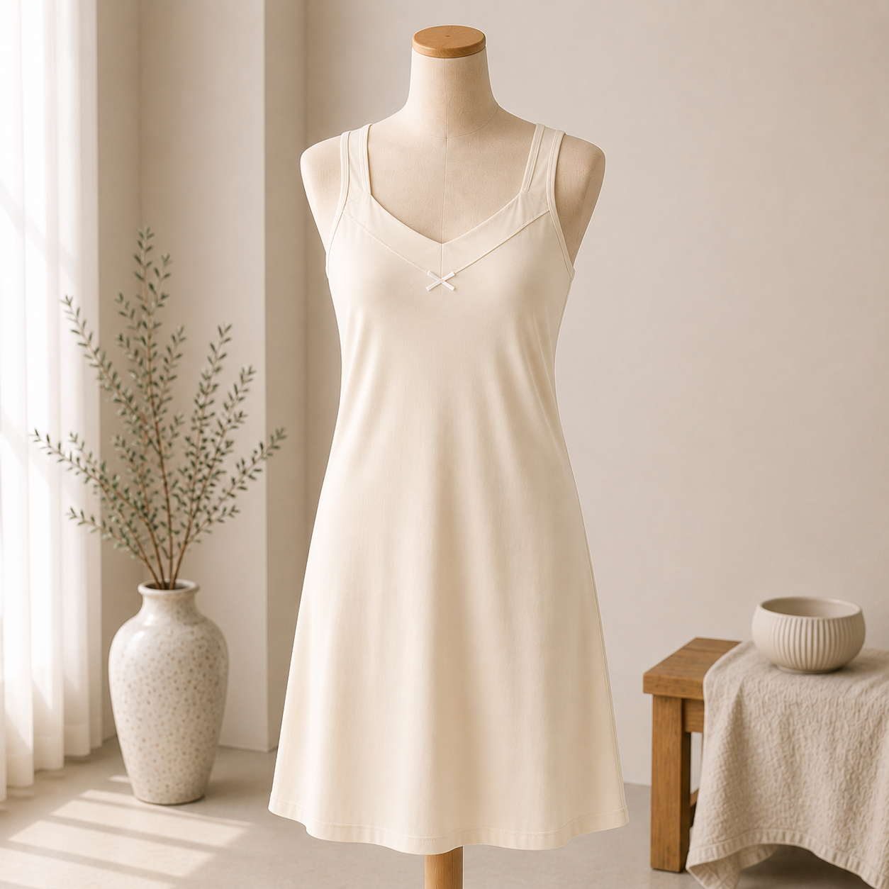 شلحة نسائي طول وسط قطن تركي 1230 – Tolin تولين | Women's Mid-Length Cotton Slip Dress – Model 1230
