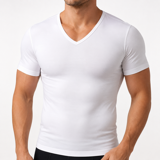 فانيلا مشد رجالي أبيض نص كم – MJ Men's Shaper T-Shirt