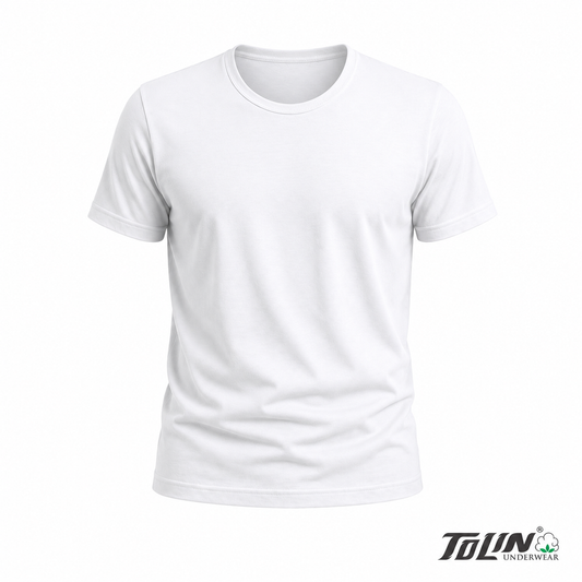 فانيلا رجالي أبيض نص كم تولين – Tolin Men's White Short Sleeve Cotton T-Shirt