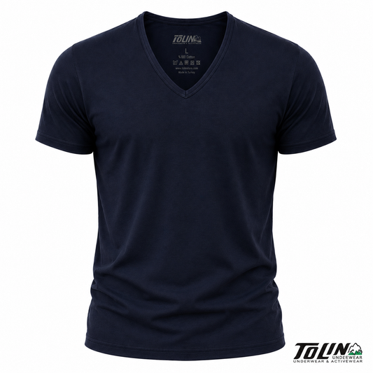 فانيلا رجالي ملون نص كم قبة V تولين – Tolin Men's V-Neck Short Sleeve Cotton T-Shirt
