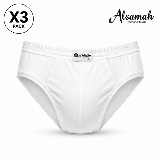 سليب رجالي قطني 100% – 3 قطع لون واحد – السماح | Alsamah 3-Pack Cotton Briefs