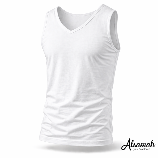 شيّال كتف عريض قبة V قطن 100% – السماح | Alsamah Wide Strap V-Neck Cotton Tank Top