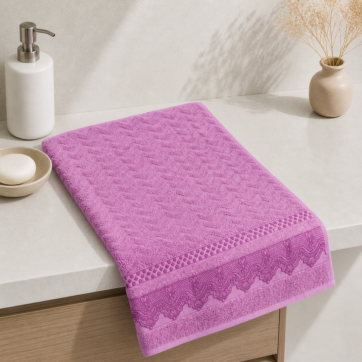باكيج بشاكير مكة بريميوم – 4 قطع بألوان مختلفة | Makkah Premium Cotton Towel Set – 4 Colors