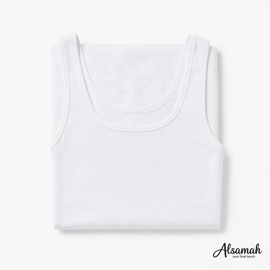 شيال عريض قطني نسائي أبيض | White Cotton Wide Strap Camisole