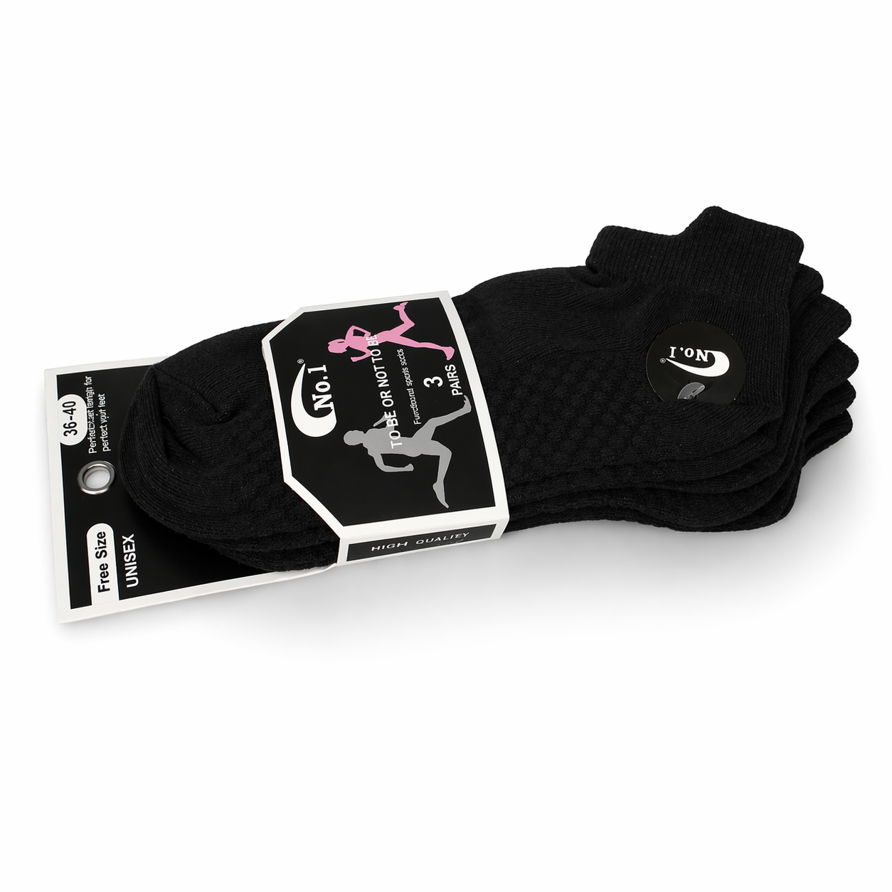 جوارب رياضي نسائي أسود 3 قطع | Women’s Black Sports Socks Set (3 Pairs)