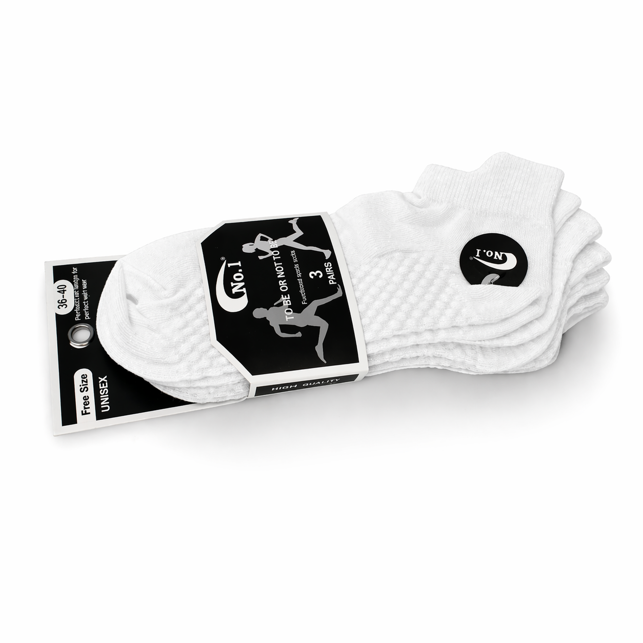 جوارب رياضي نسائي أبيض 3 قطع | Women’s White Sports Socks Set (3 Pairs)