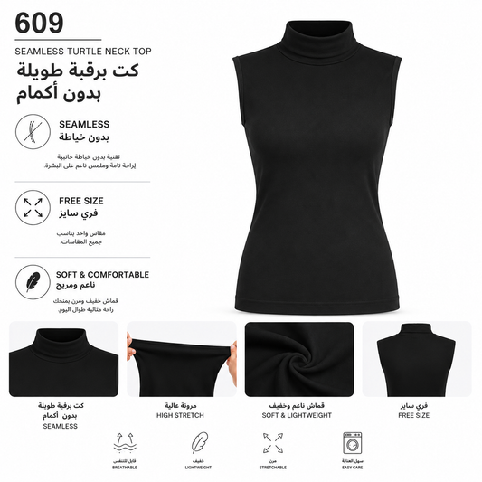 609 | كت برقبة طويلة نسائي كوزا سيمليس – Koza Women Seamless Turtle Neck Top