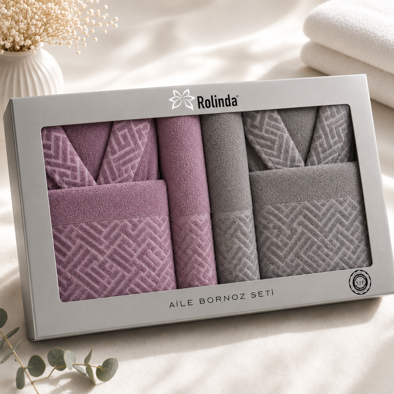 **طقم روب ومناشف ثنائي رجالي - نسائي فاخر من روليندا – Rolinda Luxury Duo Spa Collection**