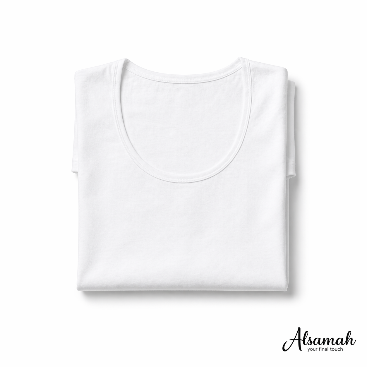 بدي نص كم قطن أبيض من السماح | Alsamah White Cotton Short Sleeve Top
