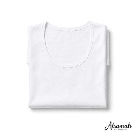بدي نص كم قطن أبيض من السماح | Alsamah White Cotton Short Sleeve Top