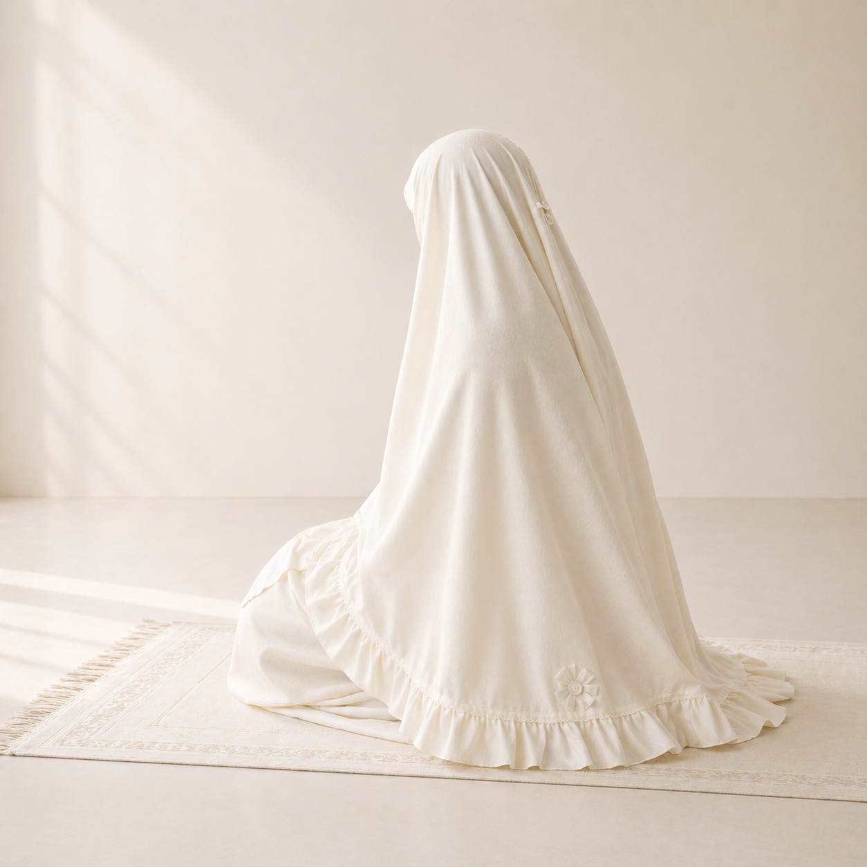 طقم صلاة نسائي قطعتين مع إكسسوارات - أوف وايت | Women’s 2-Piece Prayer Set with Accessories - Off White