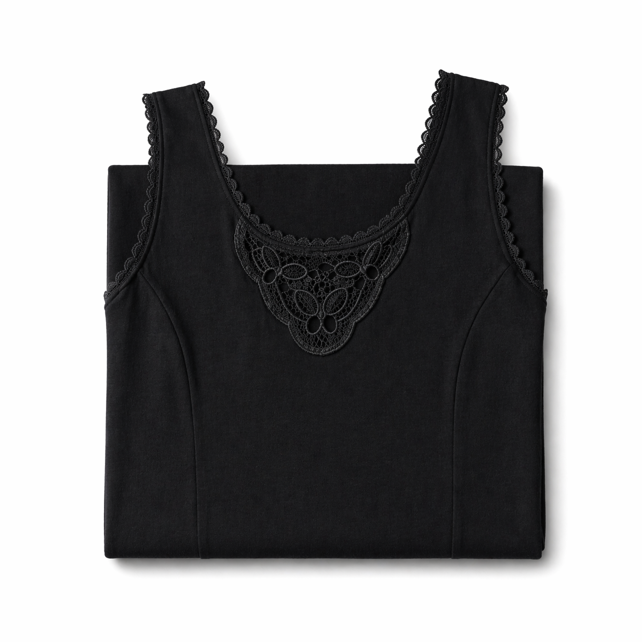 فانيلا نسائي متوسط الطول (شلحة) أسود | Women’s Mid-Length Cotton Slip - Black