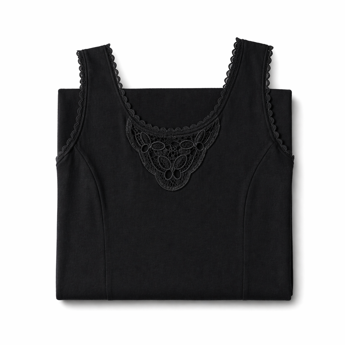 فانيلا نسائي متوسط الطول (شلحة) أسود | Women’s Mid-Length Cotton Slip - Black