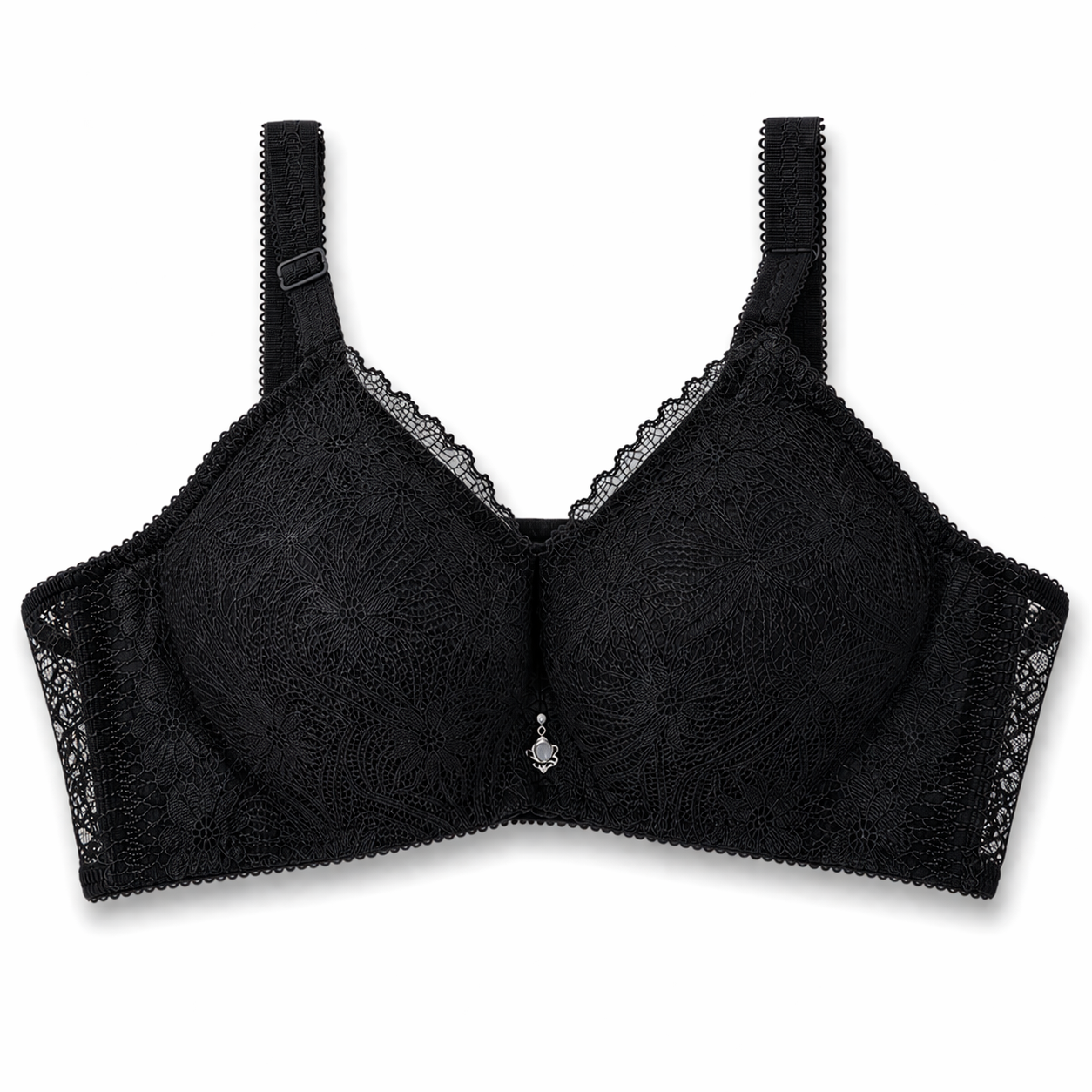 ستيان دانتيل بكمر شفاف عريض | Lace Bra with Wide Sheer Band