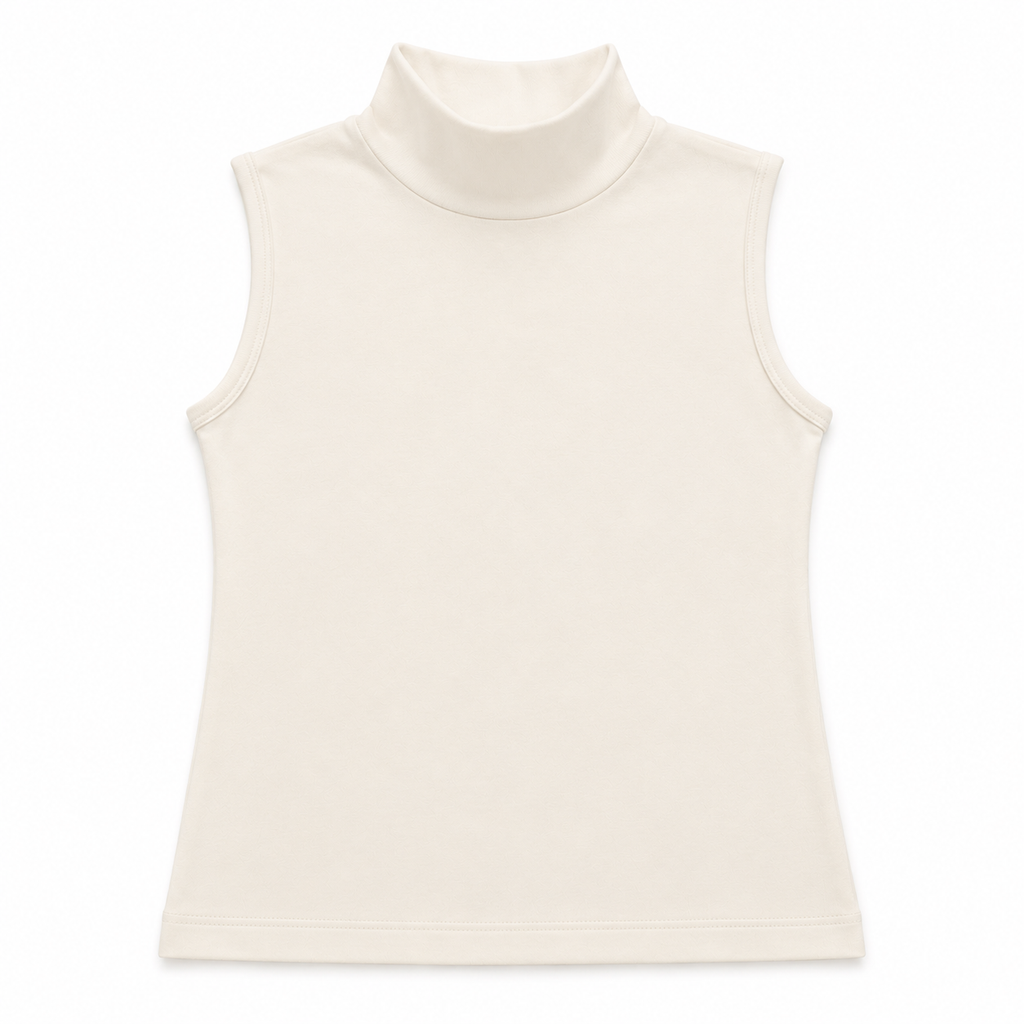 1257 | توب نسائي بياقة عالية بدون أكمام – Tolin تولين | Women's Sleeveless Mock Neck Top