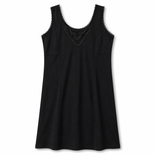 فانيلا نسائي متوسط الطول (شلحة) أسود | Women’s Mid-Length Cotton Slip - Black