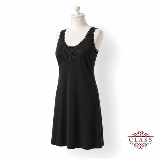 فانيلا نسائي متوسط الطول (شلحة) أسود | Women’s Mid-Length Cotton Slip - Black