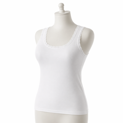 CLASS | بروتيل نسائي عريض مع دانتيل قطن 100% | Women Wide Strap Camisole with Lace