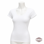فانيلا نسائي نص كم دانتيل قطنية أبيض| Women’s Short Sleeve Lace Cotton Top – White