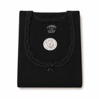 فانيلا نسائي أسود بأكمام طويلة دانتيل قطنية | Women’s Black Long Sleeve Lace Cotton Top