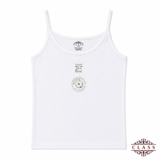 بروتيل شيّال نسائي أبيض قطني رفيع | Women’s white Cotton Camisole Bratil