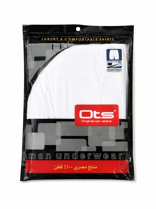 شورت رجالي قطني 100% بفتحة أمامية – OTS | Original Ten Stars White Cotton Shorts