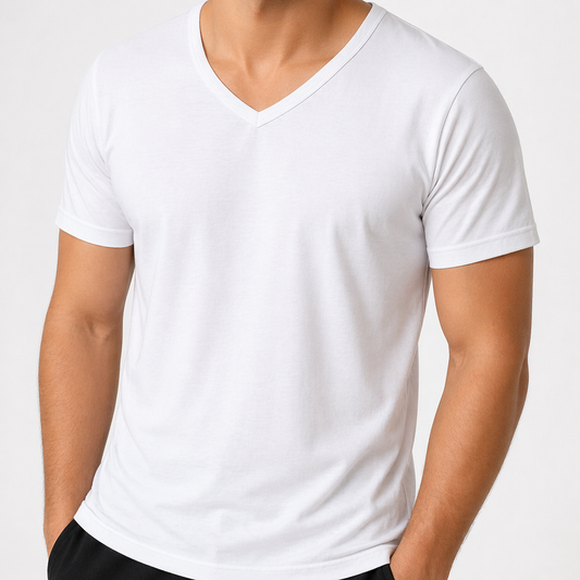فانيلا رجالي نص كم قبة V قطن 100% – سوبر حسكور | Super Haskor V-Neck Cotton T-Shirt