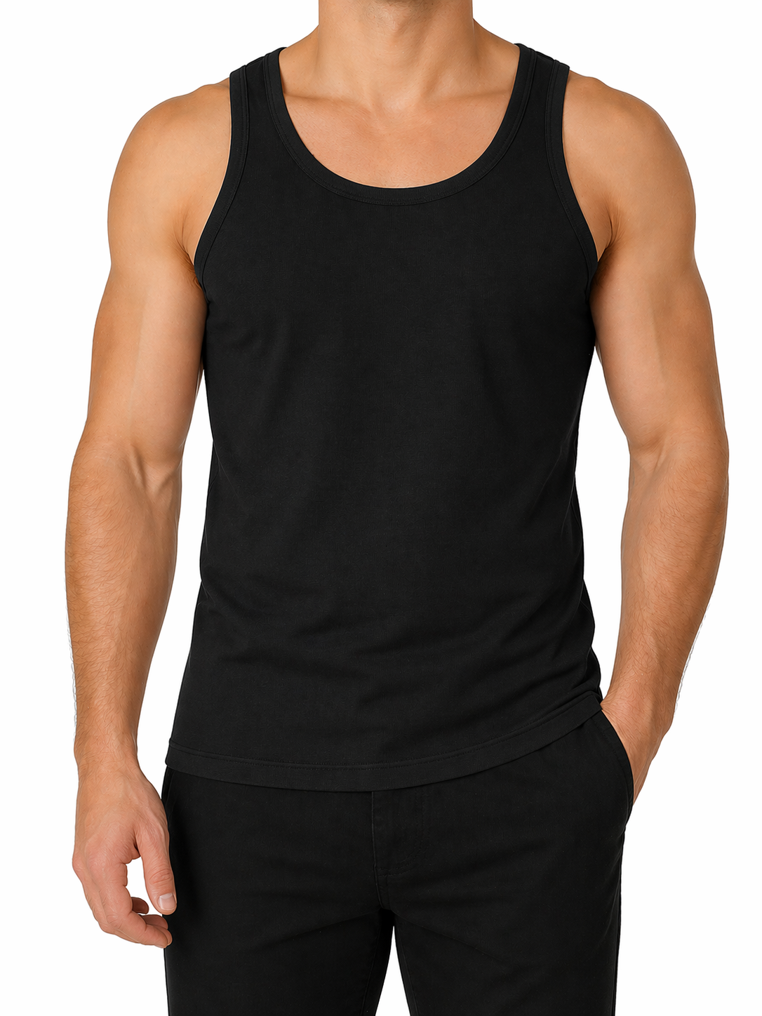 شيّال رجالي قطني 100% ملون (أسود، كحلي، سكني) – سوبر حسكور | Super Haskor Cotton Tank Top