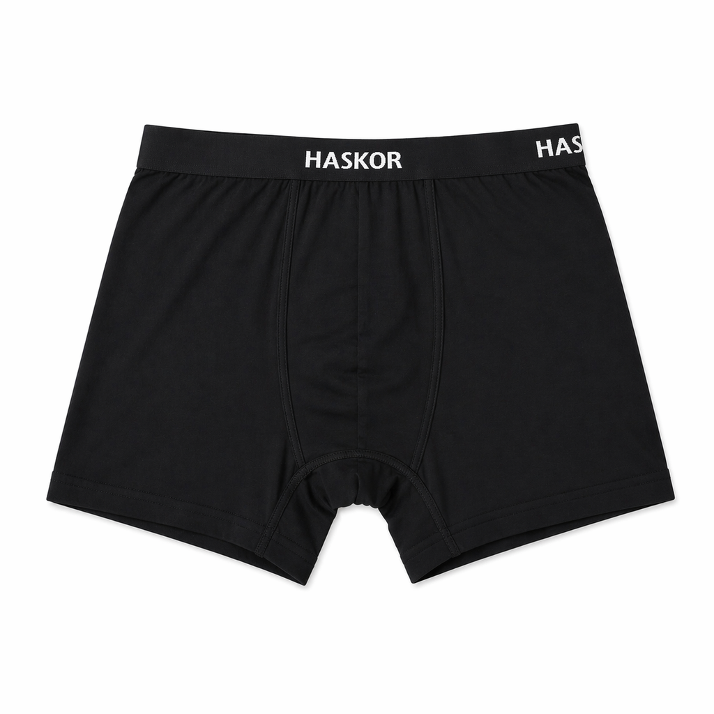 بوكسر رجالي قطني 95% ملون (أسود – كحلي – سكني) – سوبر حسكور | Super Haskor Cotton Boxer