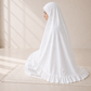 طقم صلاة نسائي قطعتين بنقشة إندونيسية - أبيض ناصع | Women’s 2-Piece Prayer Set with Indonesian Pattern - Pure White