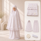 طقم صلاة نسائي قطعتين مع إكسسوارات - أبيض مورّد | Women’s 2-Piece Prayer Set with Accessories - Floral White
