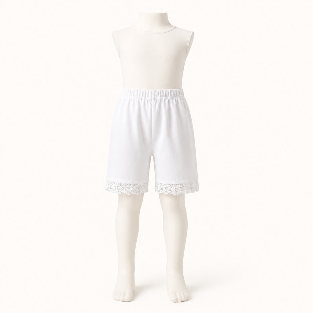 شورت بناتي قطني تركي بطرف دانتيل – Tolin تولين | Turkish Girls' Cotton Lace Hem Shorts
