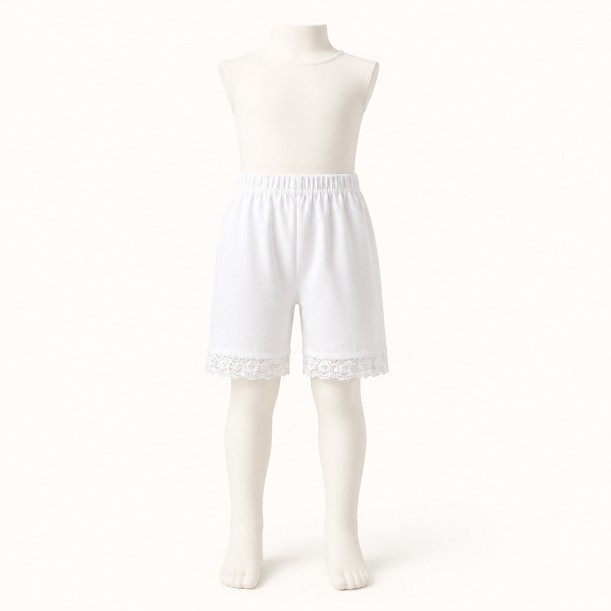 شورت بناتي قطني تركي بطرف دانتيل – Tolin تولين | Turkish Girls' Cotton Lace Hem Shorts