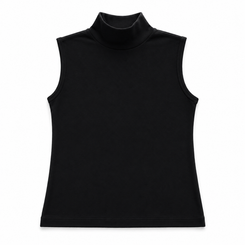1257 | توب نسائي بياقة عالية بدون أكمام – Tolin تولين | Women's Sleeveless Mock Neck Top