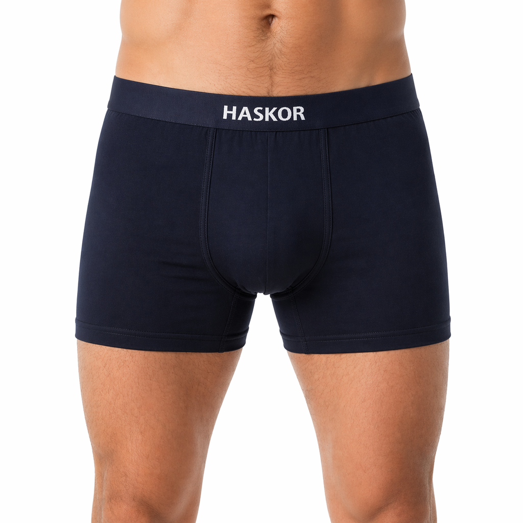 بوكسر رجالي قطني 95% ملون (أسود – كحلي – سكني) – سوبر حسكور | Super Haskor Cotton Boxer