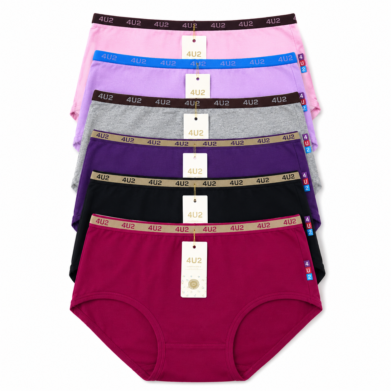 سليب نسائي قطني 6 قطع  |  Women's Cotton Briefs – 6 Pack (4U2)