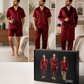 بجامة رجالية ستان تركية فاخرة 4 قطع | Luxury Turkish Men's Satin Pajama Set (4 Pieces)