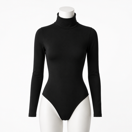 709 - بودي سوت نسائي كبّاس كم طويل كوزا برقبة عالية | Koza Long Sleeve Snap Bodysuit with High Neck