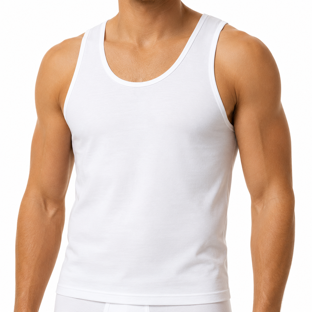 فانيلا شيّال رجالي أبيض قطن 100% داماس – Damas Men's White Cotton Tank Top