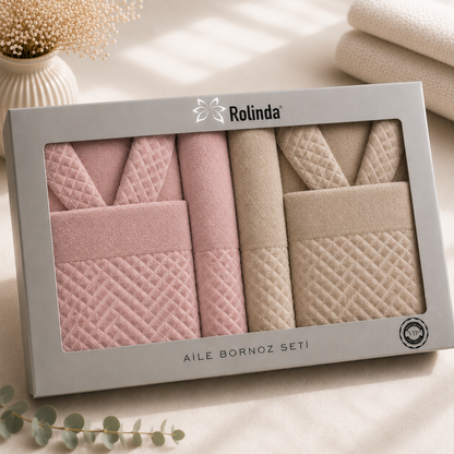 **طقم روب ومناشف ثنائي رجالي - نسائي فاخر من روليندا – Rolinda Luxury Duo Spa Collection**