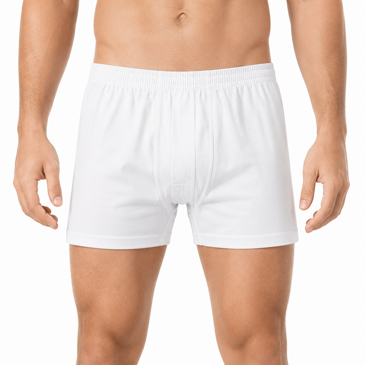 شورت رجالي قطني أبيض – تولين | Men's White Cotton Boxer Shorts – Tolin
