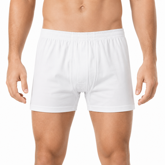 شورت رجالي قطني أبيض – تولين | Men's White Cotton Boxer Shorts – Tolin