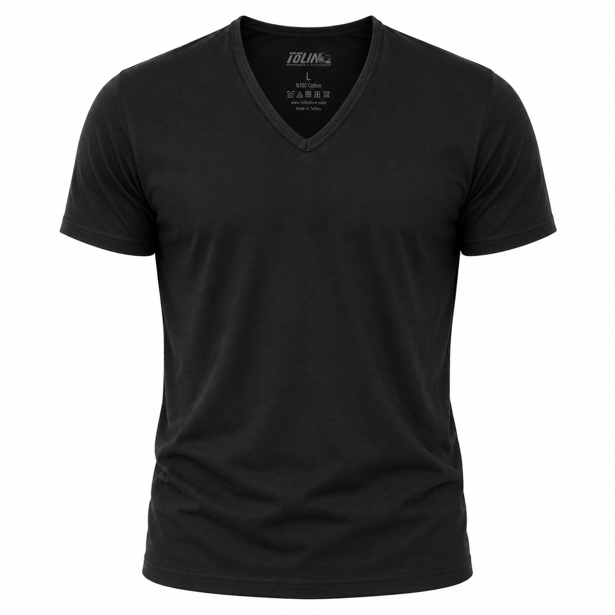 فانيلا رجالي ملون نص كم قبة V تولين – Tolin Men's V-Neck Short Sleeve Cotton T-Shirt