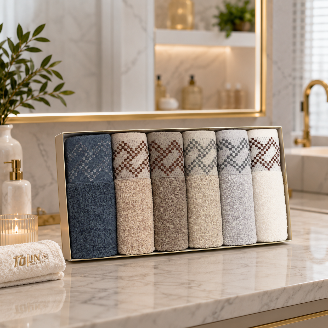 بشكير تركي 6 قطع قطني | Turkish Cotton Towels Set 90×50