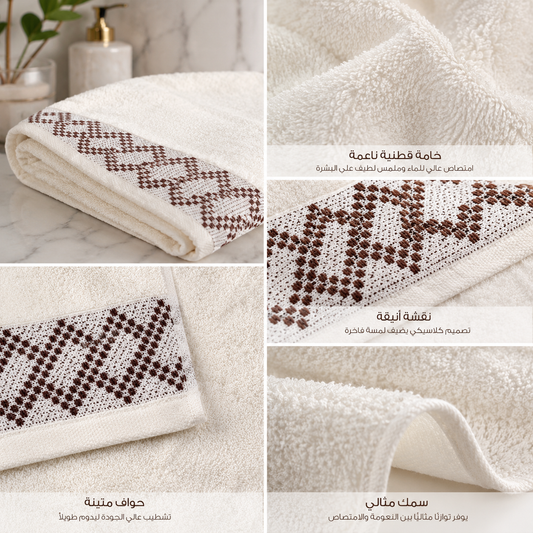 بشكير تركي 6 قطع قطني | Turkish Cotton Towels Set 90×50